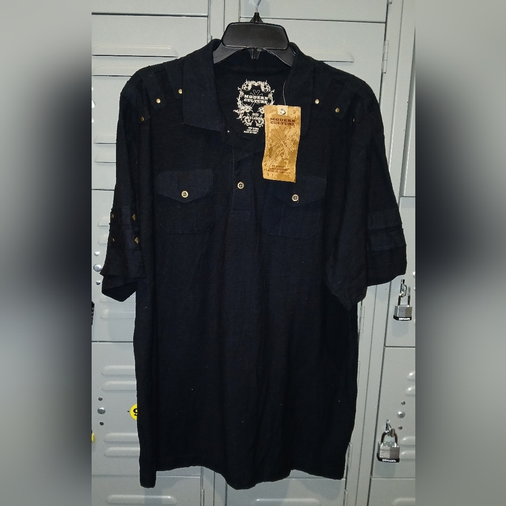 NEW Men Modern Culture Black Polo Shirt  Size XL